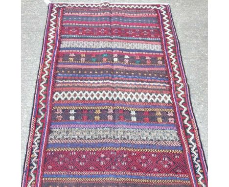 A Persian Bidjar kilim, with rows of geometric designs, 265 x 135cm  