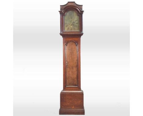 A Goerge III oak cased longcase clock, the twelve inch brass dial signed Samuel Wainwright, Northampton No.2734, having an ei