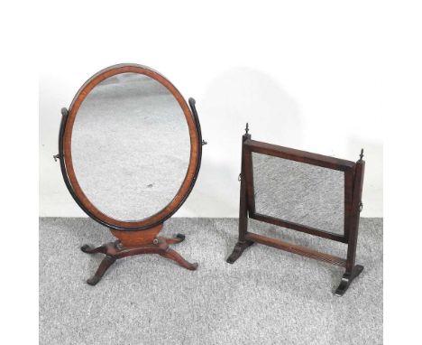 A 19th century swing frame toiletry mirror, together with another smaller (2)