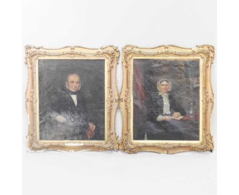 English school, 19th century, a half length portrait of a seated gentleman, oil on canvas, together with the companion, each 