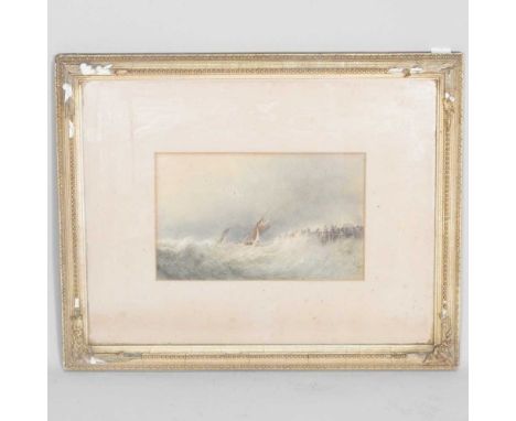 Anthony Vandyke Copley Fielding, 1787-1855, fishing vessels approaching a pier under stormy weather, signed, watercolour, 15 