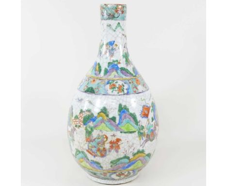 A large Chinese crackle glazed porcelain vase, 47cm highCondition looks complete, but there is a large section of the neck br
