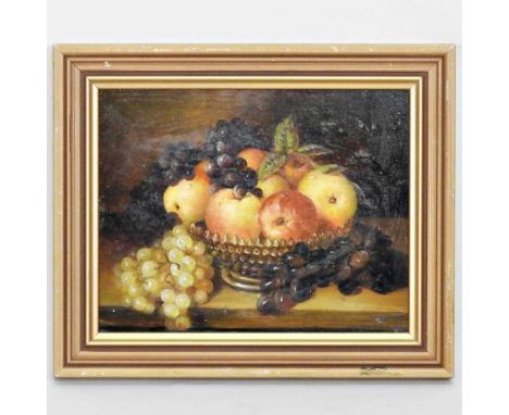 Continental school, still life of fruit, oil on board, 19 x 24cm
