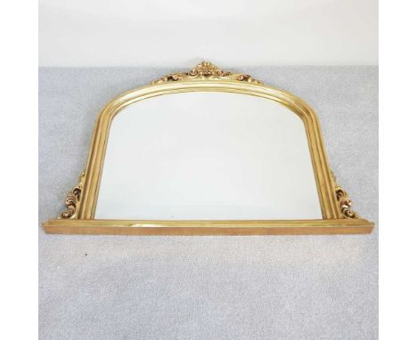 A Victorian style gilt framed over mantle mirror, 91 x 120cm