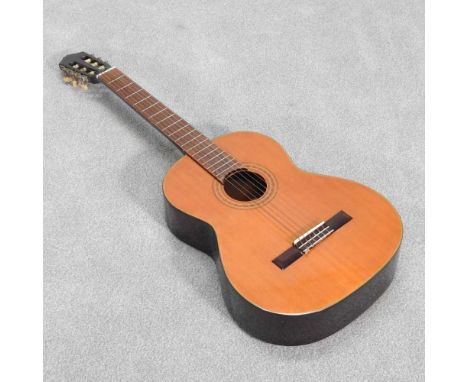 A Kimbara acoustic guitar, in soft caseOverall condition looks to be complete and it plays ok. Dirty, with some light paint s