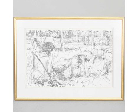 Harry Becker, 1865-1928, The Potato Gatherers, lithograph, 37 x 55cm