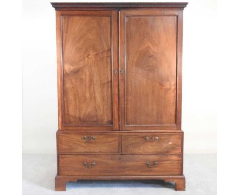 A George III mahogany dwarf linen press, on bracket feet133w x 62d x 187h cm