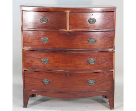 A 19th century mahogany bow front chest of drawers, on swept bracket feet104w x 53d x 117h cm
