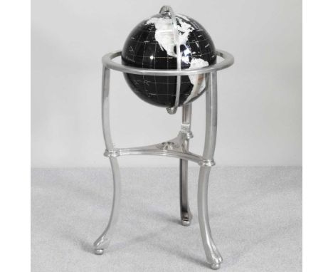A modern twelve inch terrestrial globe, on a metal stand, 89cm high
