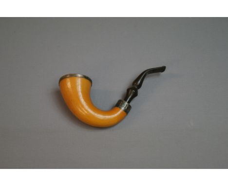 A silver-mounted meerschaum calabash pipe