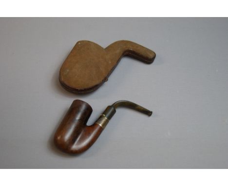 A Hungarian briar Oompall pipe, cased with a silver mount