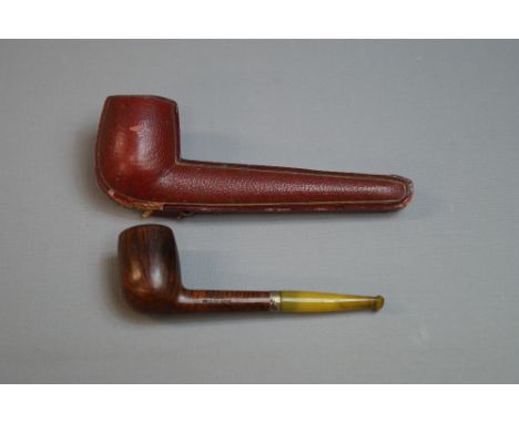 Barlings, a cased briar straight pipe with a silver collar