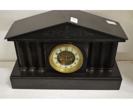 Victorian black slate mantle clock.