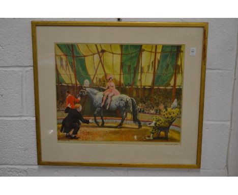 Dame Laura Knight, The Trick Act, colour print, pencil signed.