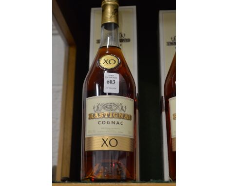 A boxed bottle of Rastignac XO cognac.