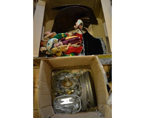Various light fittings, collectors dolls etc.