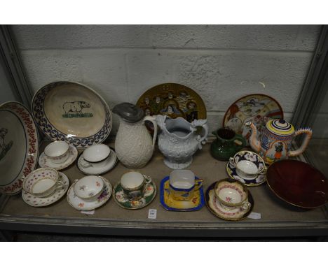 A quantity of decorative china to include cabinet cups and saucers, moulded jugs etc.