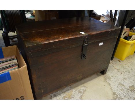 An old brass bound trunk.
