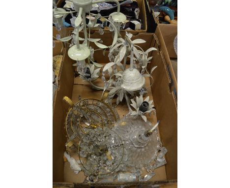 Cut glass and other light fittings.