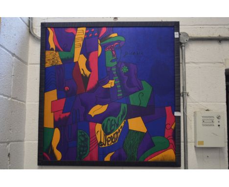 After Picasso, abstract figure subject, print on silk.