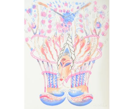 Zandra Rhodes (b.1940) - Many memories from India, lithograph, signed in pencil and numbered 44/50, published 1982, unframed,