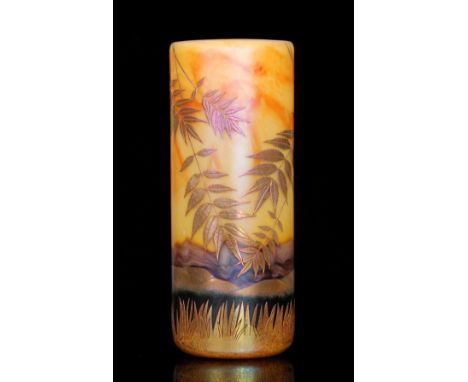 Richard P. Golding - Okra - A large contemporary limited edition cameo glass vase titled 'Sunset' of compressed sleeve form, 