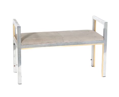 Renato Zevi - Italian - A rectangular bench with pigskin seat and chromium plated frame with gilt metal trim, S/D, height 65c