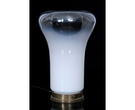 Angelo Mangiarotti - Artemide - A later 20th Century Saffo table lamp, the glass shade in opaque white with a black sunken we