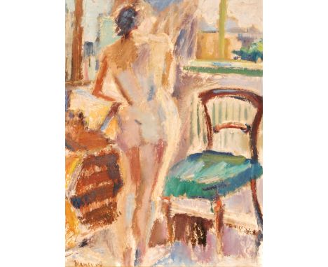 Cyril Mann (1911-1980) - Back view nude, a portrait of the artist's wife Mary Jervis Read, oil on board, signed and dated '60