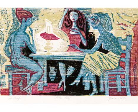 Frank Martin - (1921-2005) - `The Lamp', woodblock print, signed in pencil, artist's proof, unframed, 27.5cm x 43cm
