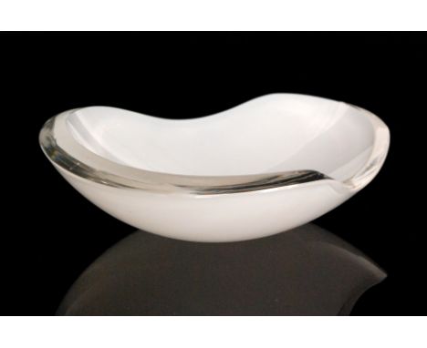 Gunnel Nyman - Iittala - A post-war Eggshell dish of circular form with an asymmetrical wave rim, cased in clear crystal over