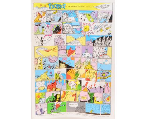 Mick Rooney and Thomas A Clark - 'Pierrot in search of twelve moons', lithograph, signed in pencil by both artists, numbered 