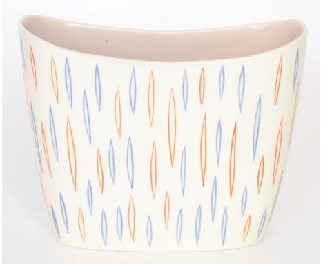 Poole Pottery - A 1950s Freeform planter of rectangular form decorated in the PV pattern, printed and painted mark, length 23