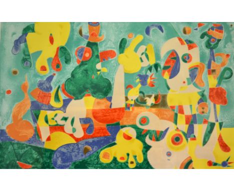 After Joan Miro (1893-1983) - La Revue - Lithograph, numbered 51/75 in pencil, 41cm x 63cm. also the companion - a pair. (2)