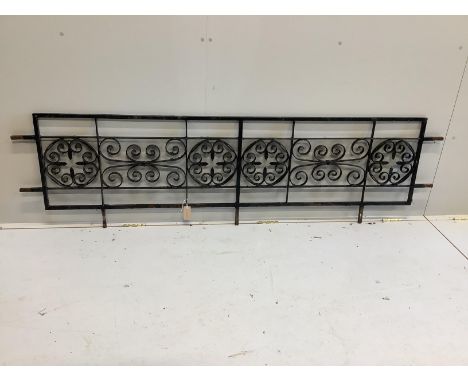 A painted wrought iron panel, height 203cm, width 56cm