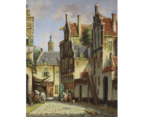Pieter Cornelis Steenhouwer (1896-1972), oil on panel, Dutch street scene, signed, 49 x 39cm