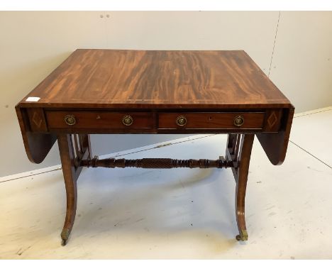 A Regency mahogany sofa table, width 94cm, depth 74cm, height 73cm