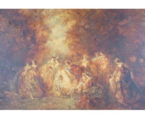 Attributed to Francois Maury (French 1861-1933), oil on panel, Figures dancing, signed lower right, later framed, 23 x 32cm