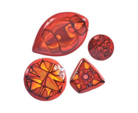 Poole Pottery - a collection of x4 retro vintage Poole Pottery 'Delphis' hand painted plates. Includes one boxed example. All