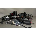 A selection of cameras and camera equipment various makers to include Pentax Miranda and Zenit