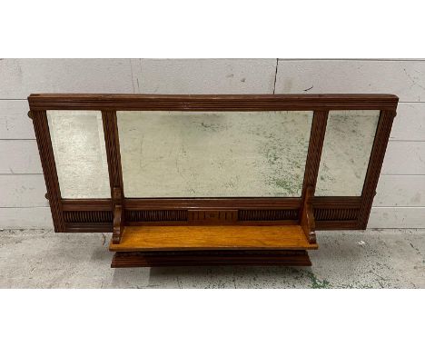An Edwardian style three panel mirror with shelf under 97cm x 55cm 