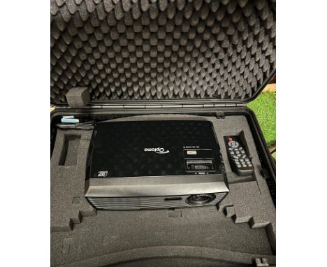 A cased Optoma projector 
