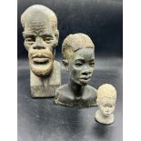 Three stone busts various sizes