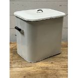 An enamel bread tin