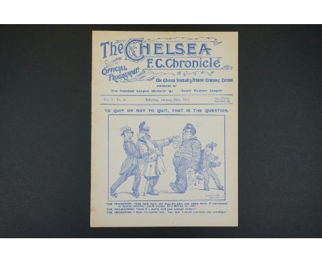 1914/15 Chelsea v Swindon Town FAC 1st rnd replay football programme played 16th Jan 1915, ex bound issue, gd 