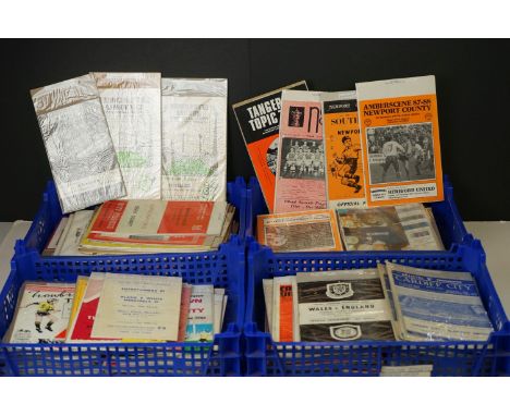 Quantity of football programmes from the 1960s onwards featuring various clubs and competitions (4 trays) 