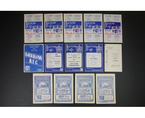 Non League Football - 14 Barrow home football programmes from 1952 onwards to include FAC 3 rnd v Vwolves 10th Jan 1959 (gd) 