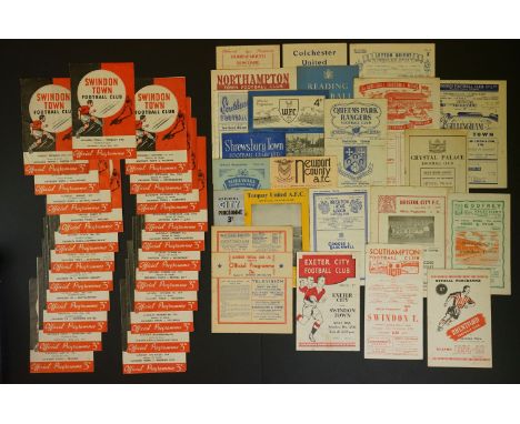 Swindon Town 1954/55 - Full League season of 23 x home &amp; 23 x away football programmes, condition varies but gd overall (