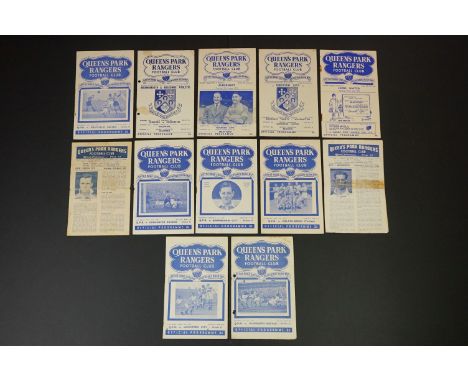 12 QPR home football programmes form 1946 to 1955 to include Fr v Galatasary 14th Sept 1950, Bournemouth 25th Sept 1946, Bris