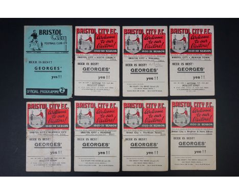 Eight 1940/50s Bristol City home football programmes to include v Northampton 26th Deec 1946 (edge wear, marks, pen), 3 x 194